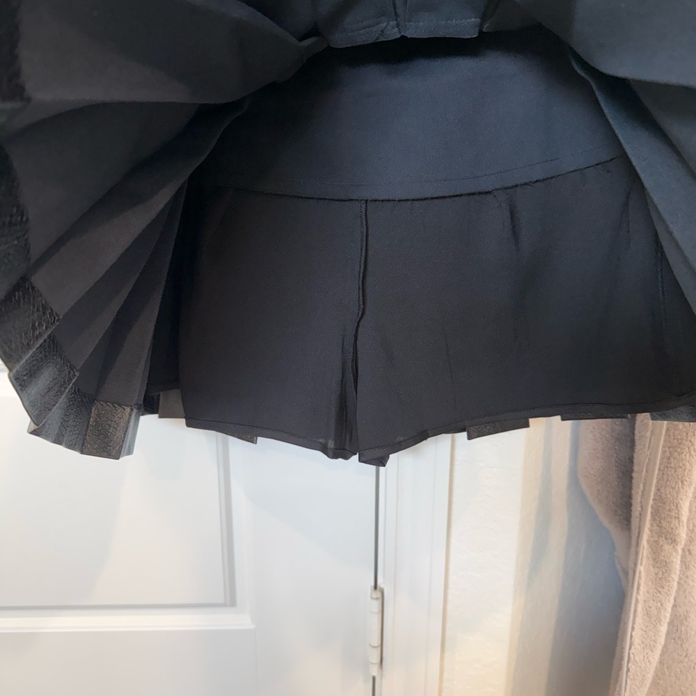 Ramy Brook Black Pleated Faux Leather Mini Skirt with Belted Waist - Picture 5 of 5